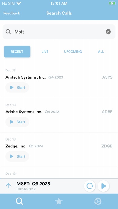 Earnings Calls Screenshot