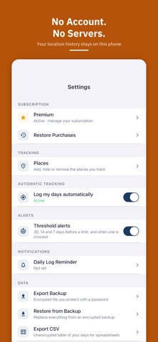 Residency Days: Tax Tracker Screenshot 7 of 7