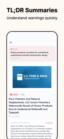 Product Alert – Recall Tracker iPhone screenshot