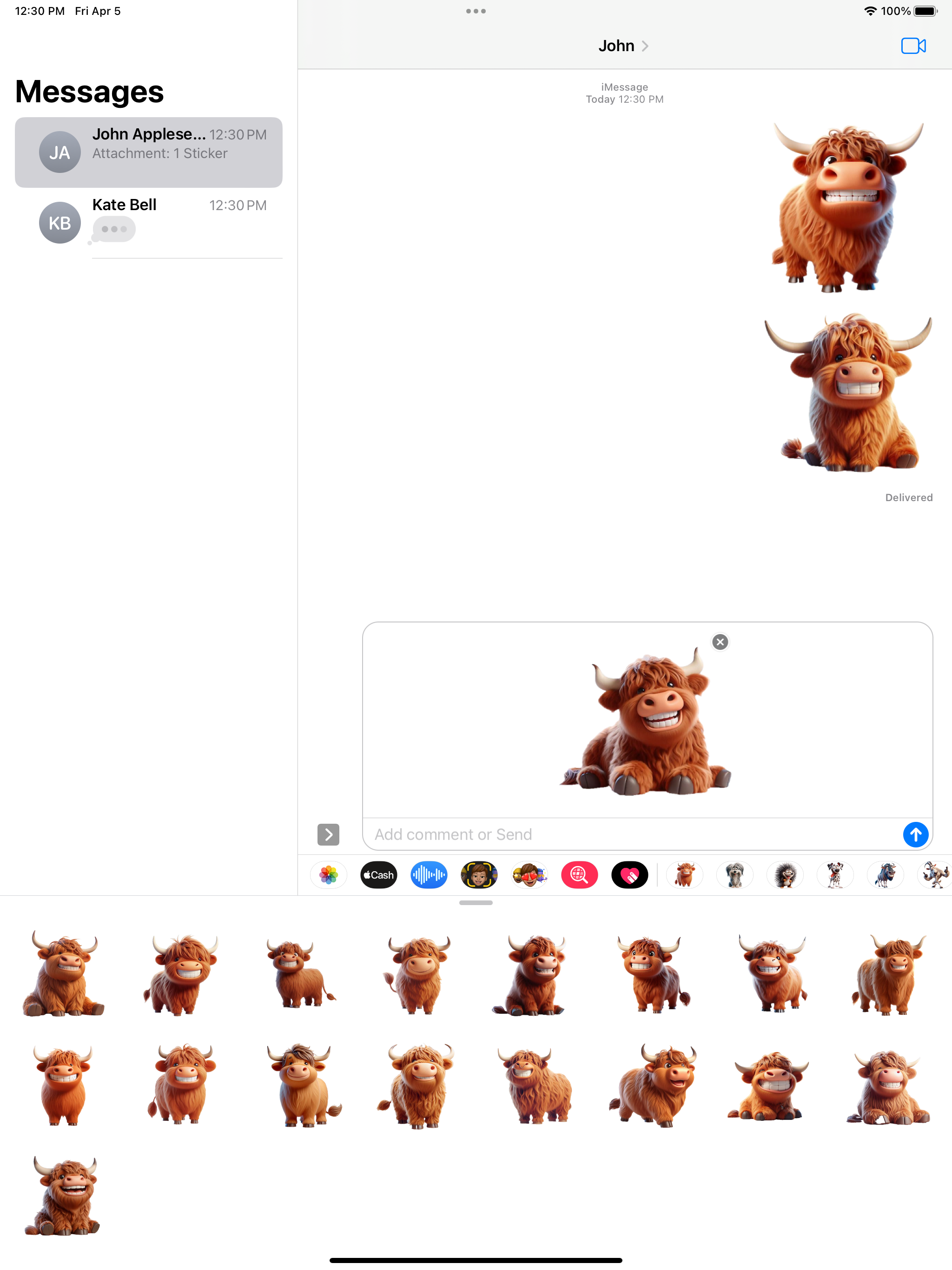 Happy Highland Cow Stickers