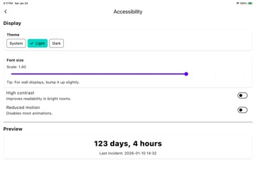 Time Without Incident iPad screenshot