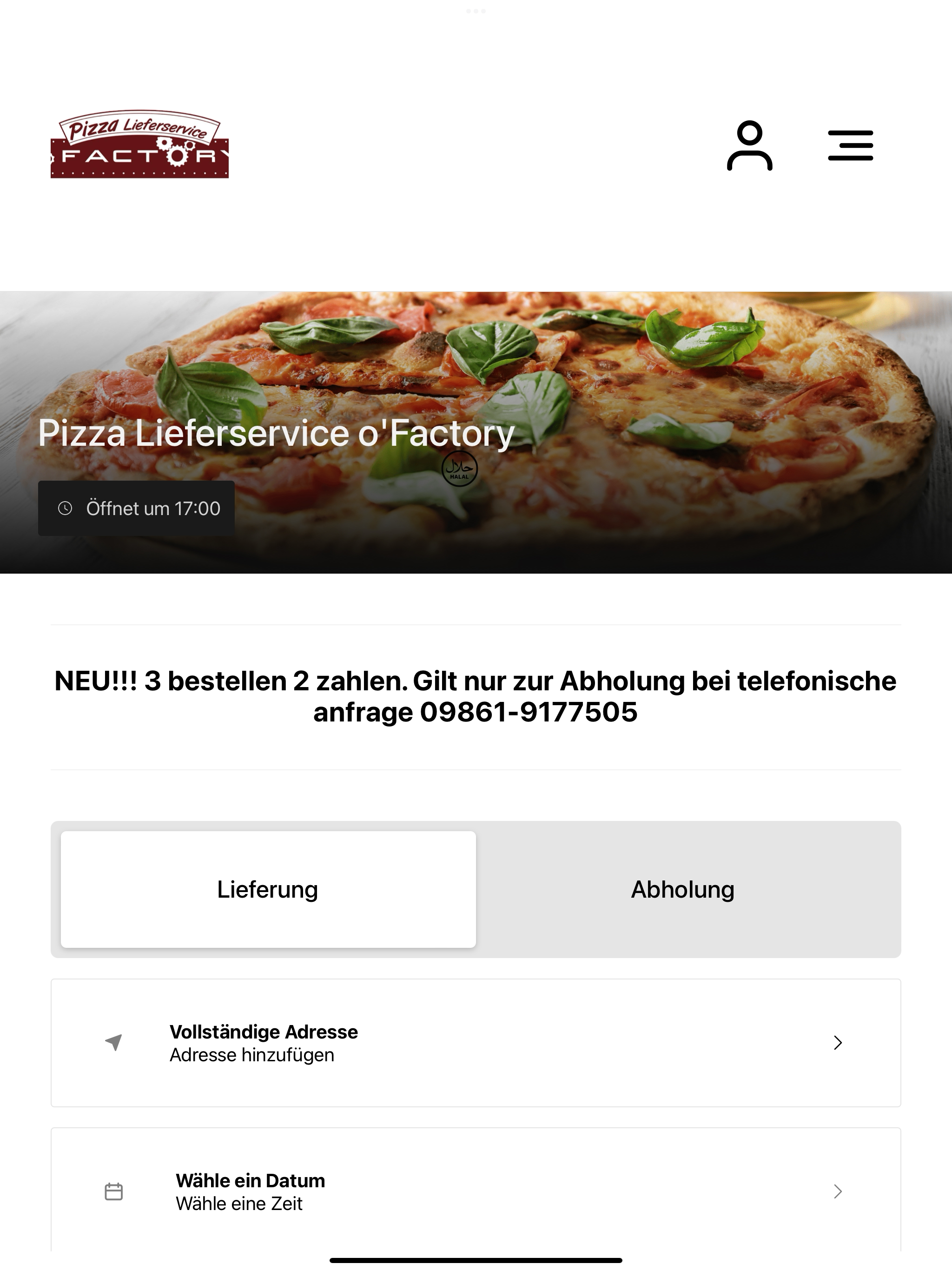 Pizza Lieferservice o'Factory