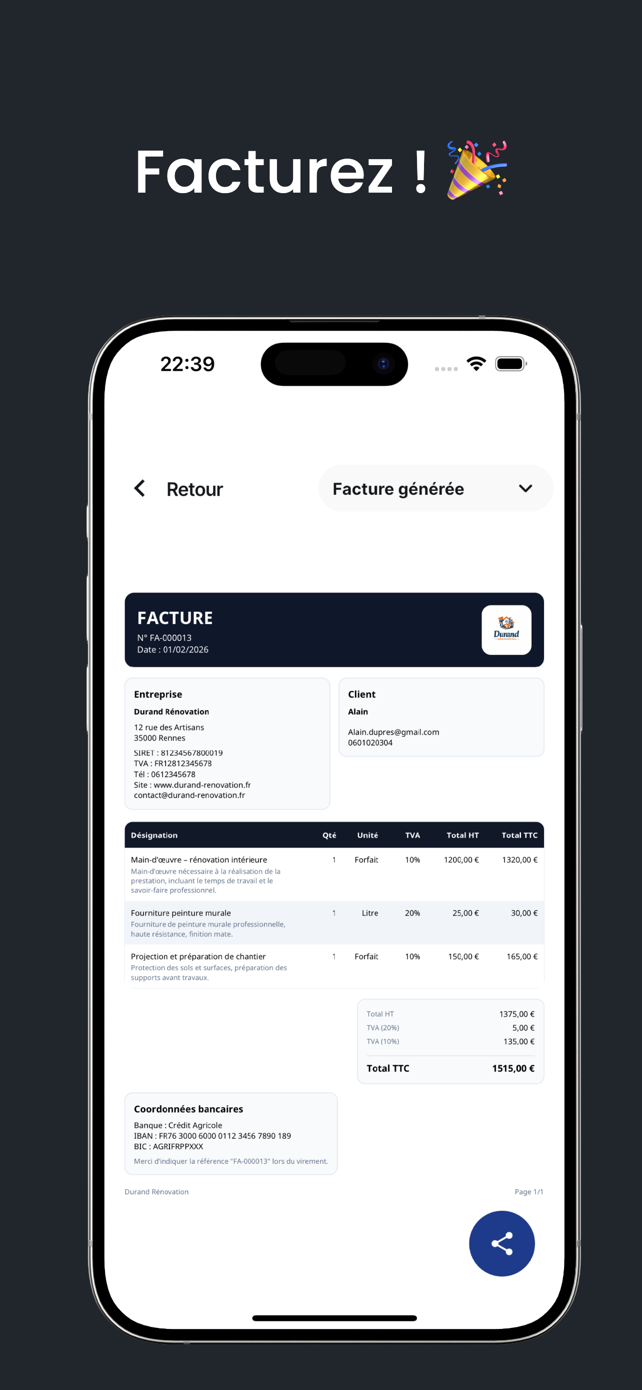 Devis Artisan screenshot 5