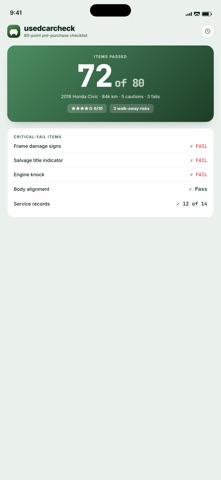 UsedCarCheck: Inspection Screenshot 1 of 5