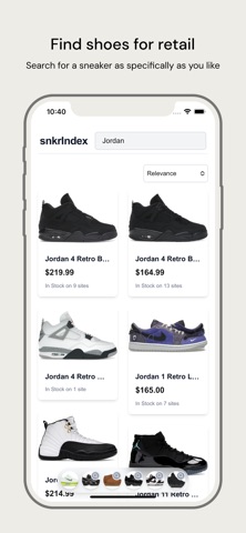 snkrIndex: Shoes for Retail iPhone screenshot