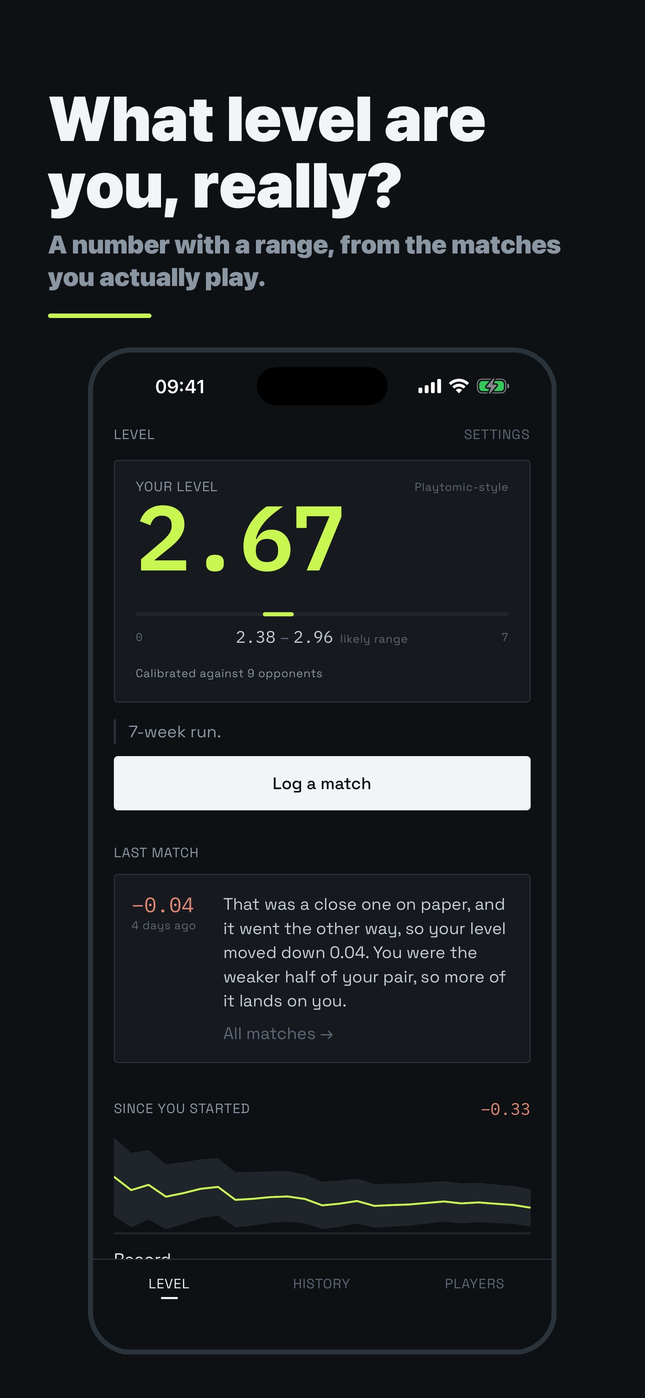 Screenshot 1 of Padel Level – Rating Tracker