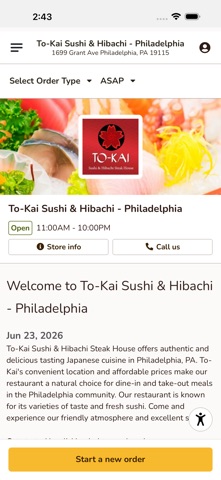 To-Kai Sushi Philadelphia iPhone screenshot