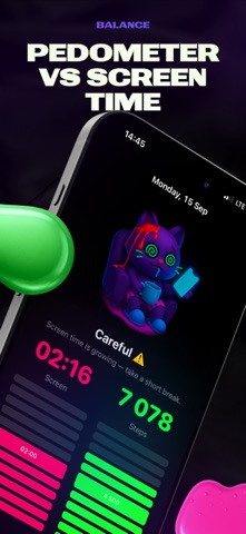 Pedometer vs Screen Time screenshot