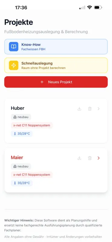 Fußbodenheizung Auslegung screenshot 3 of 3