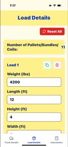Truck weight scale calculator screenshot