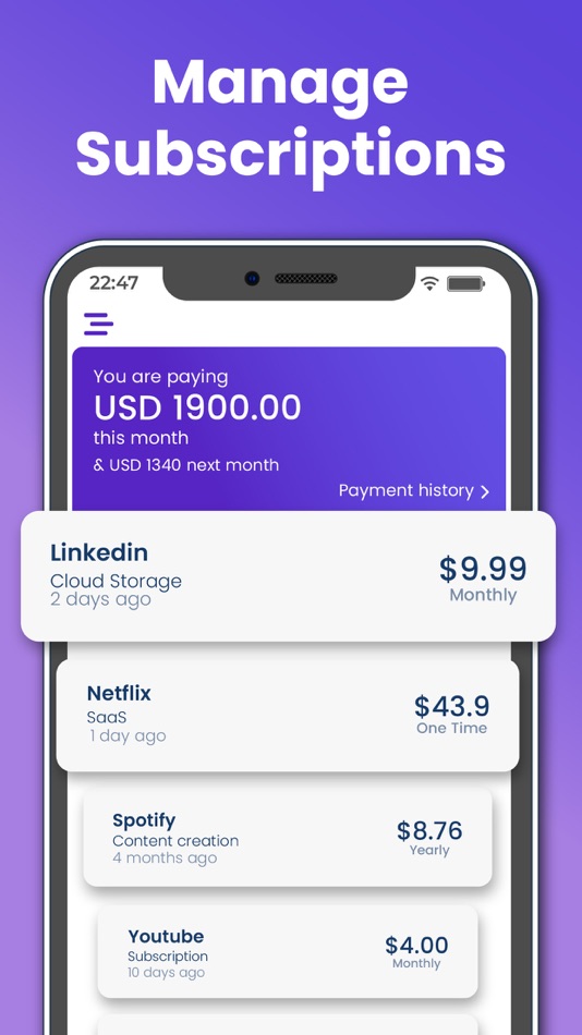 #1. Track your Subs (iOS) 由: Hashir Baig