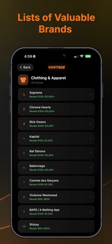 VANTAGE - Thrift Scanner iPhone screenshot