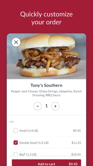 Tonyburgers Rewards iPhone screenshot 2 - Food & Drink app