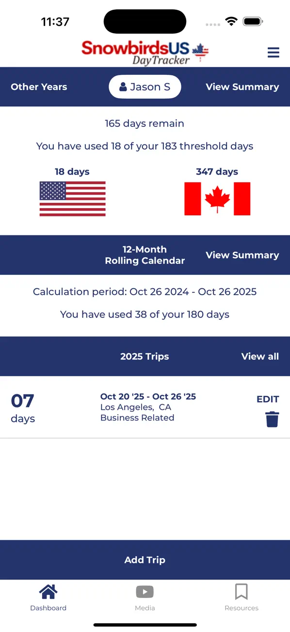 Screenshot #1 pour Snowbirds US Day Tracker