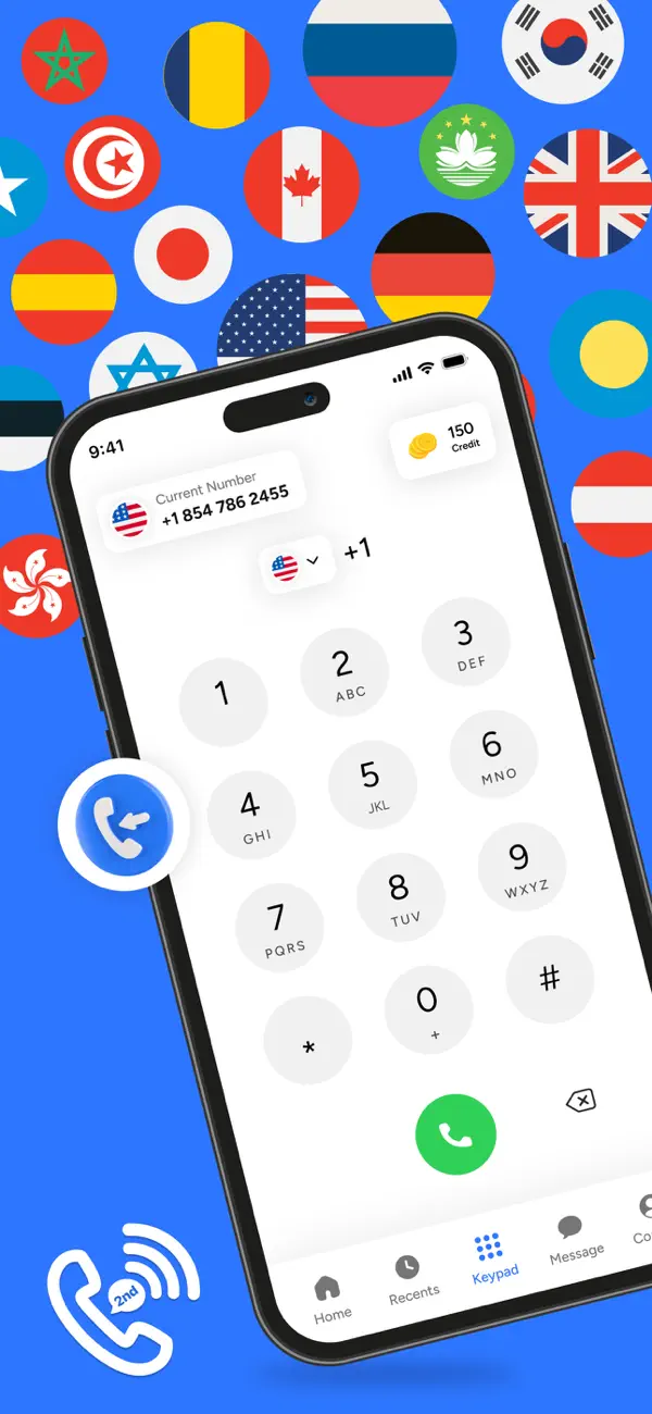 #2. Second line: 2nd Phone Number・ (iOS) By: IAPPTECHNOLOGIES LLP