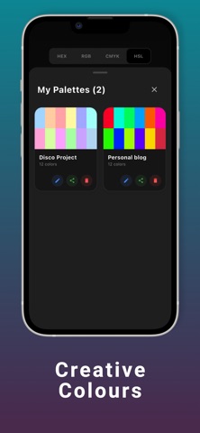 Color Wheel RGB CMYK HSL iPhone screenshot