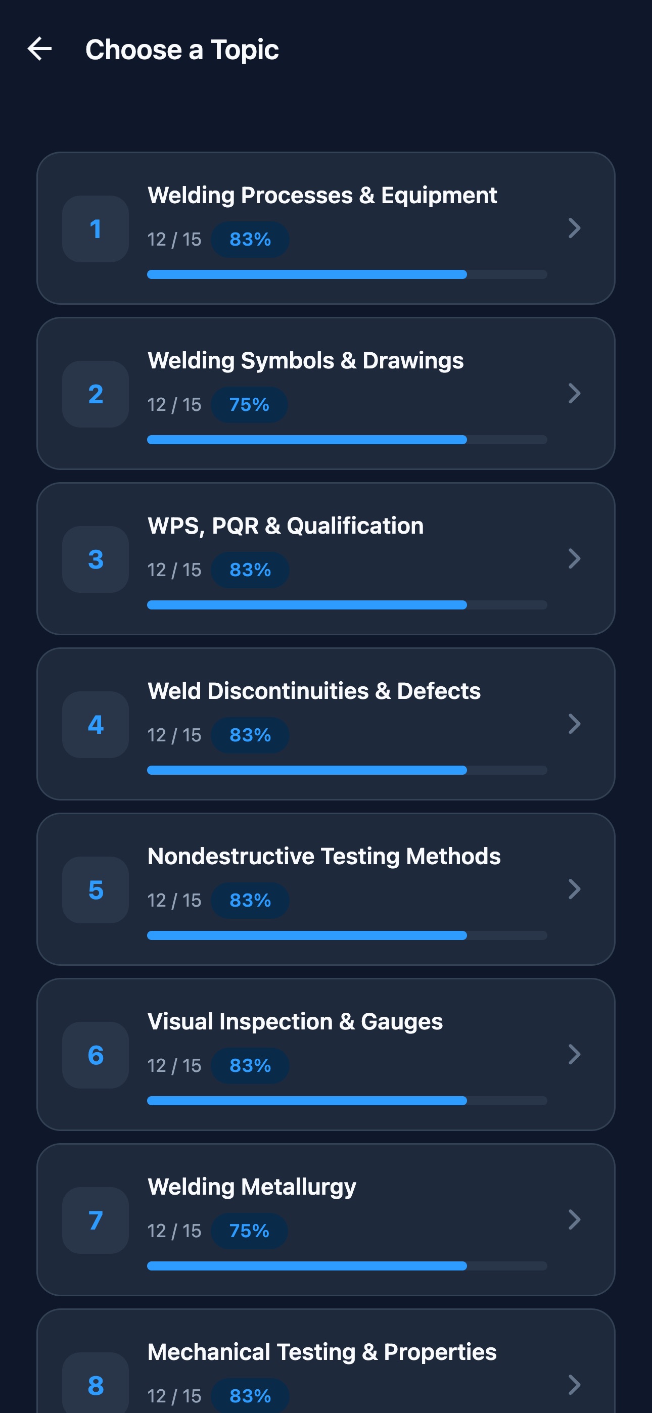 Screenshot 2 of CWI Welding Inspector Prep
