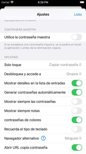 Captura de pantalla de PwSafe 2 - Password Safe en iPhone 6