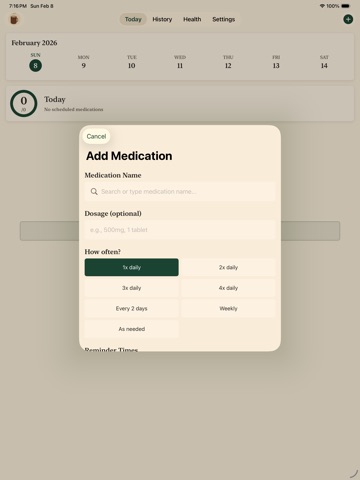 Pill Tracker 2026 iPad screenshot