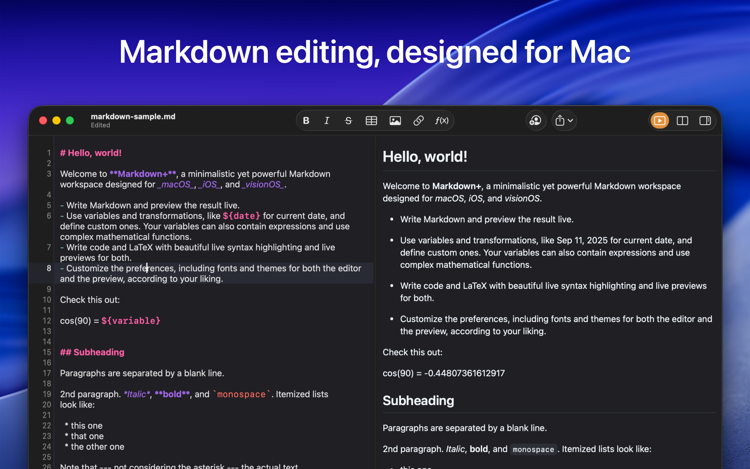 Markdown+ Text & Code Editor
