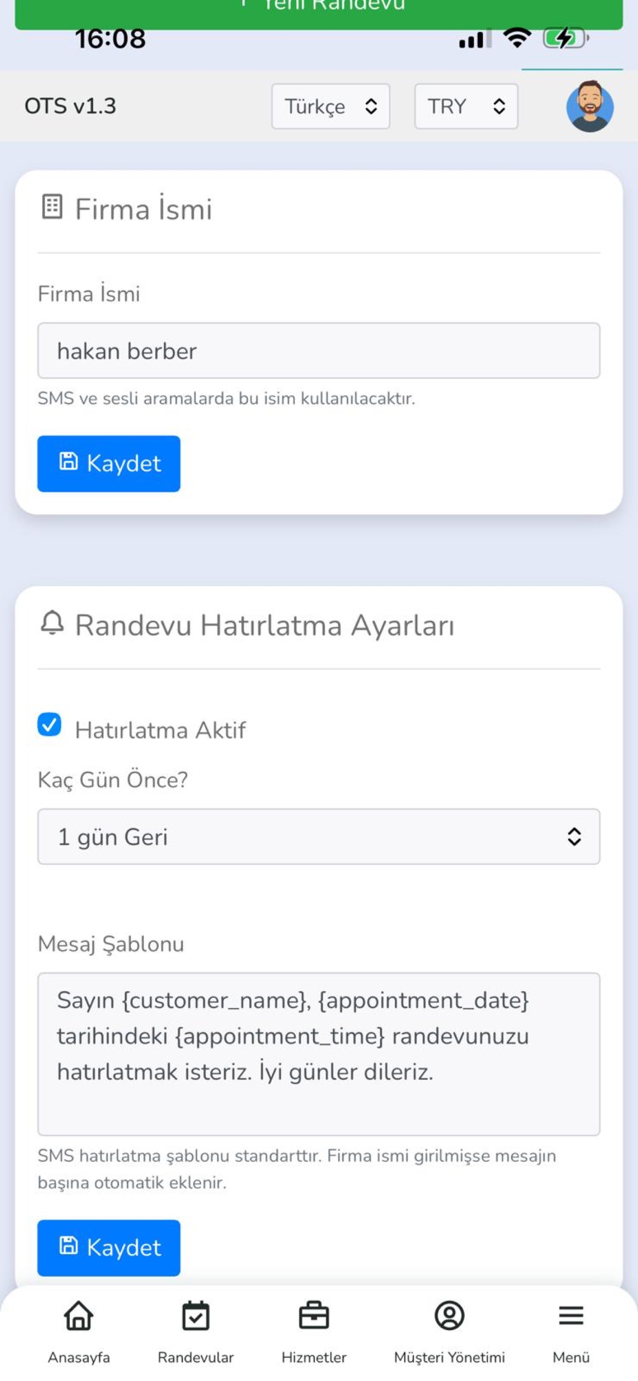 Takvimin - İşletme Yönetimi