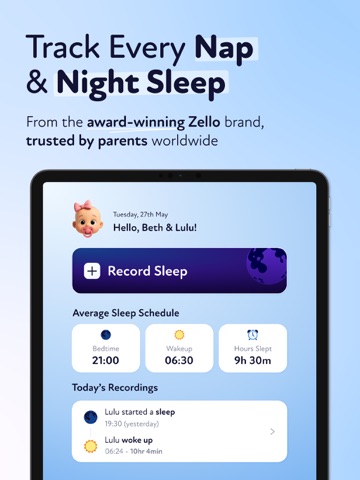 Baby Sleep Tracker - By Zello iPad screenshot