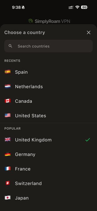 SimplyRoam VPN Screenshot 2 of 7