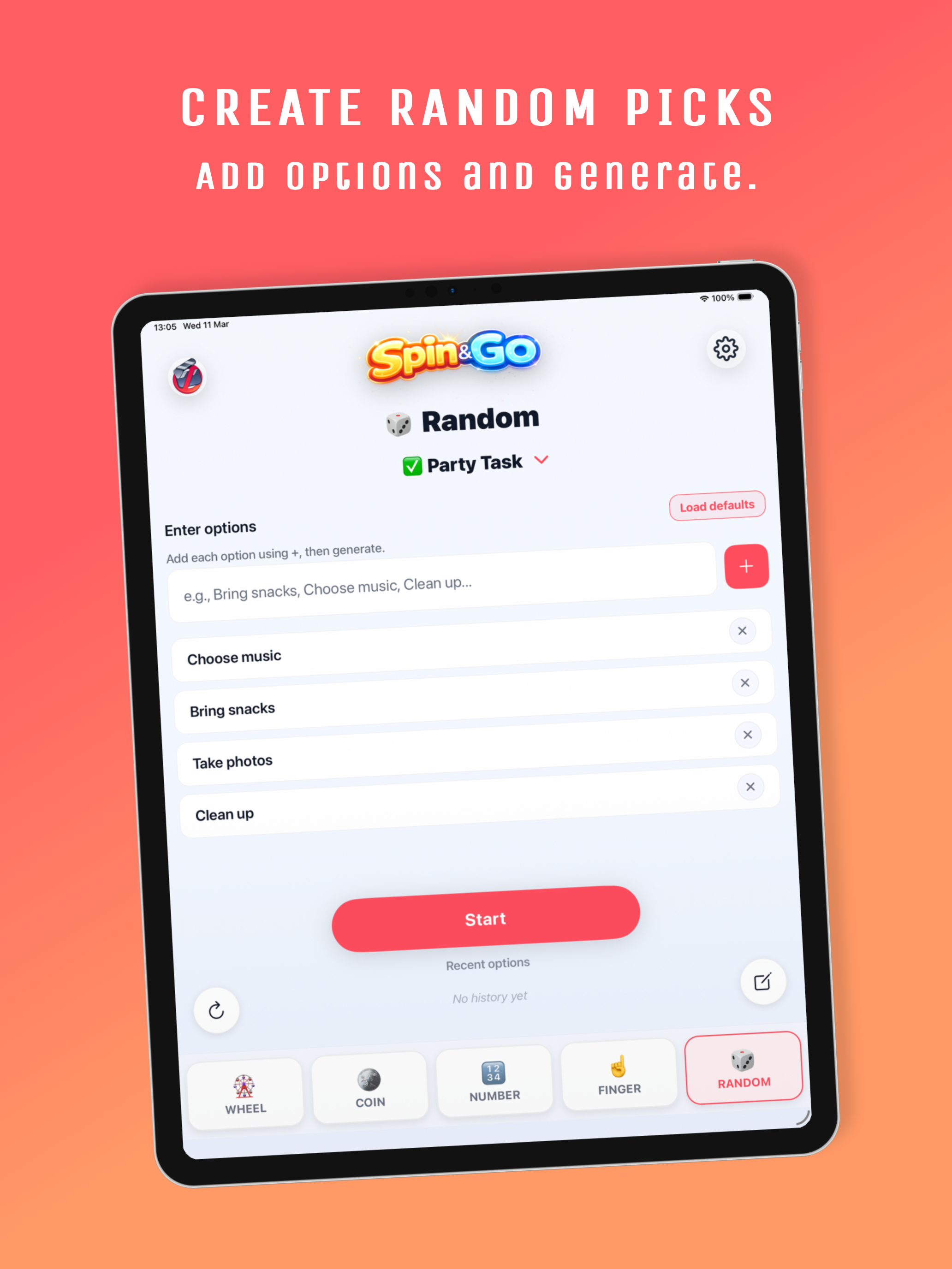 Spin&Go: Decision Maker App