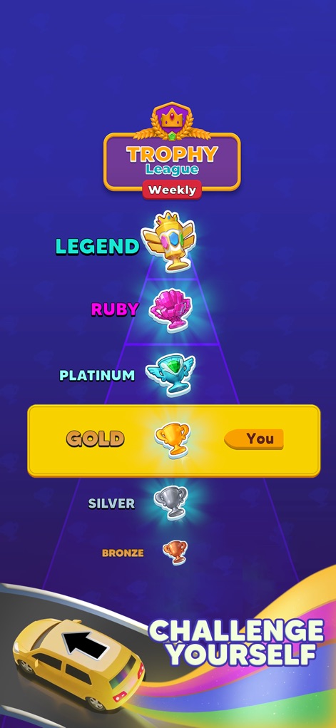 Traffic Escape! - Engage with the comprehensive "Trophy League" ranking system and visually distinct trophy designs, offering a competitive edge for dedicated players.