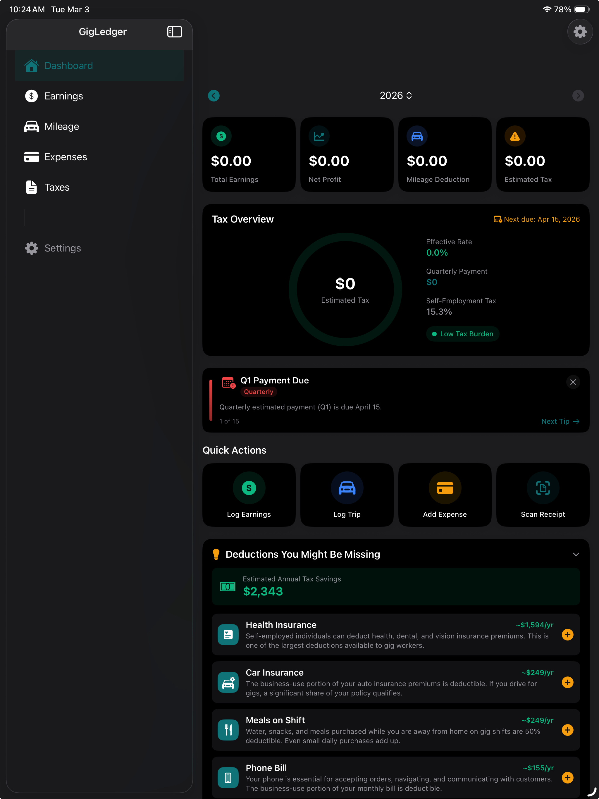 GigLedger - Gig Tax Tracker