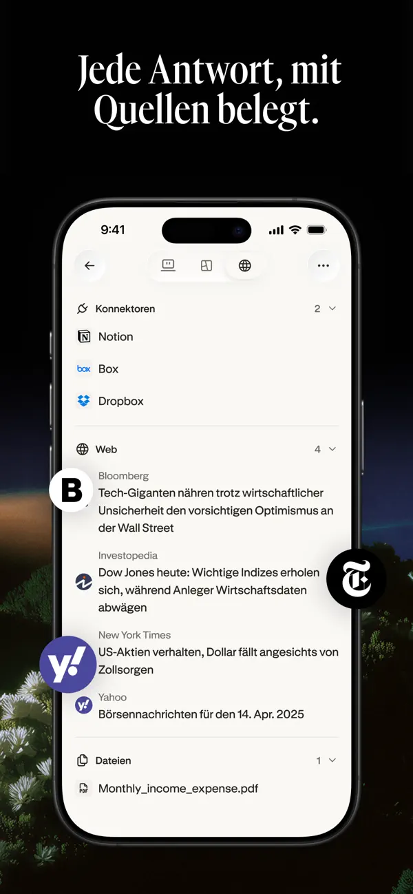 Perplexity: Ask Anything iPhone App Screenshot 5 – Produktivität