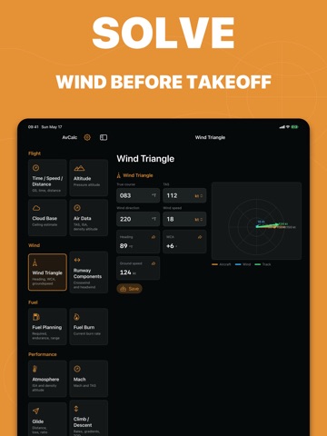 Aviation Calculator AvCalc iPad screenshot