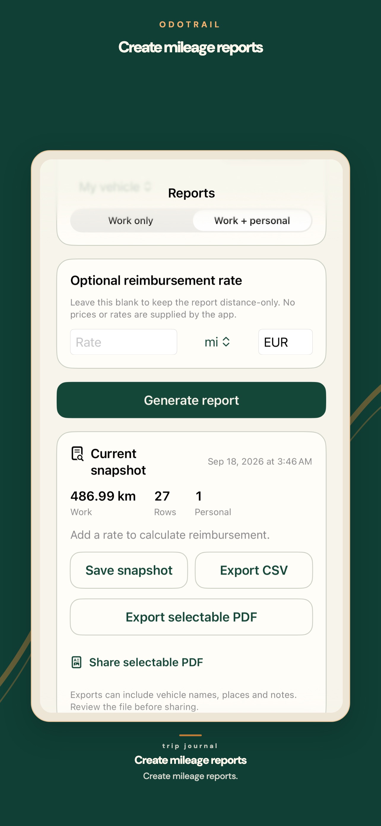 Screenshot 1 of Mileage Tracker: OdoTrail