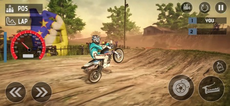 Wheelie Dirt Bike Racing Game - Observe the thrilling action as a rider executes a precise wheelie, showcasing the game's dynamic bike physics and responsive controls.