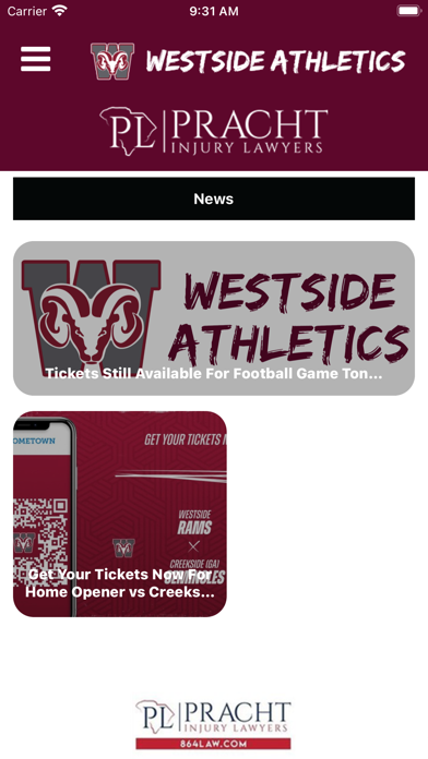 Westside Rams Athletics Screenshot