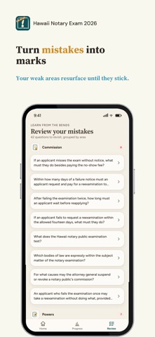 Hawaii Notary Exam 2026 iPhone screenshot