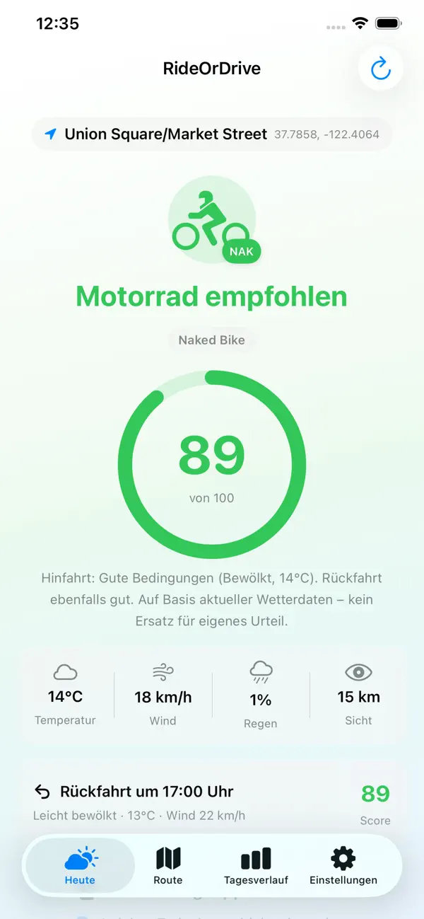 RideOrDrive iPhone Screenshot