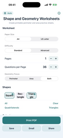 Printable Geometry Worksheets iPhone screenshot