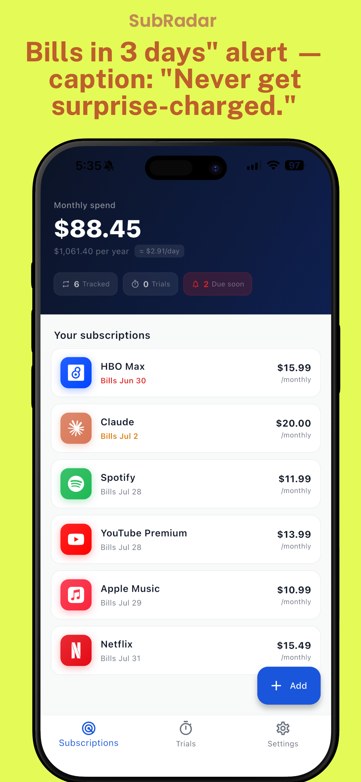 SubRadar: Track Subscriptions screenshot 4