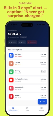 SubRadar: Track Subscriptions Screenshot 4 of 5