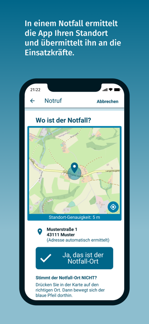 ‎nora - Notruf-App Screenshot
