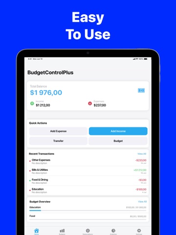Budget Planner and Tracker iPad screenshot