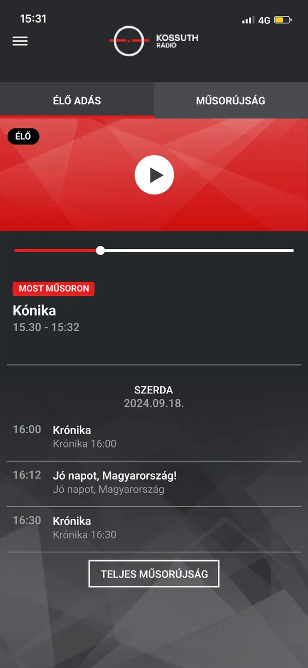 Screenshot #2 pour Kossuth Rádió
