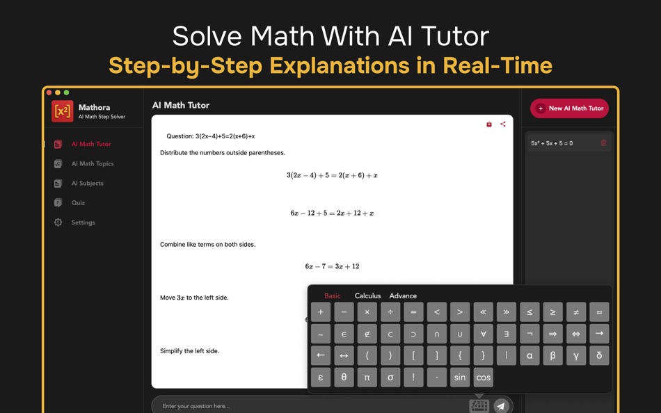 #1. Mathora - AI Math Step Solver (macOS) By: Shahid Abbas
