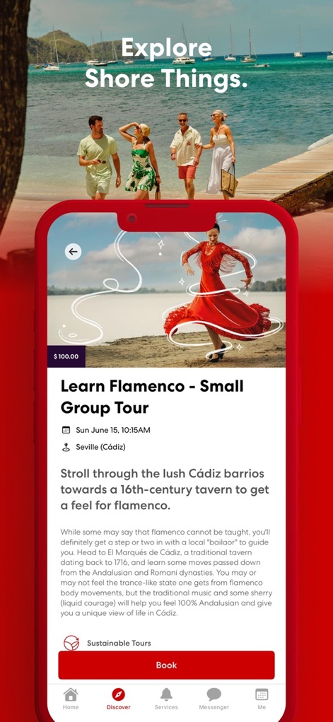 Virgin Voyages - Users can dive into detailed activity descriptions for unique Shore Things and utilize the integrated booking functionality to secure their adventurous onshore experiences.