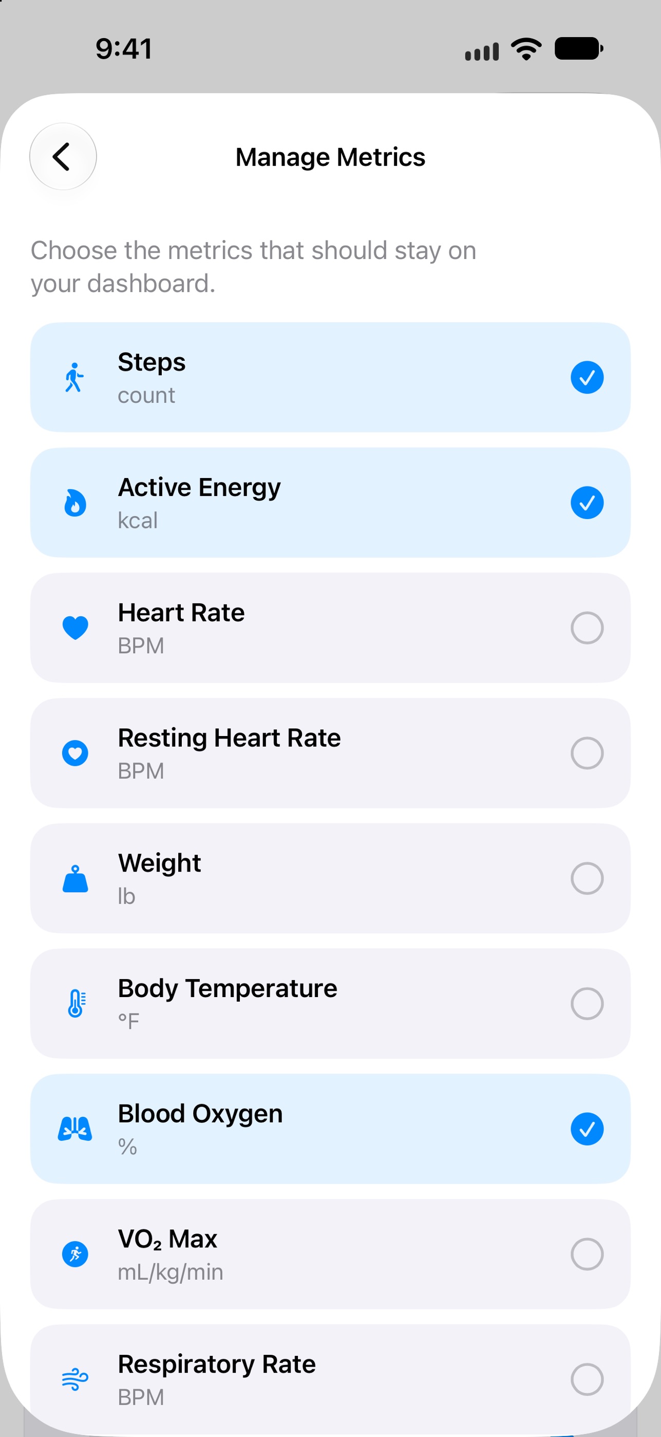 Screenshot 3 of Health Metrics Dashboard