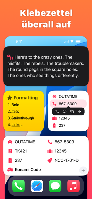 ‎Cheatsheet — Notizen-Widget Screenshot