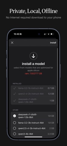 Ownos - Private, Local AI iPhone screenshot