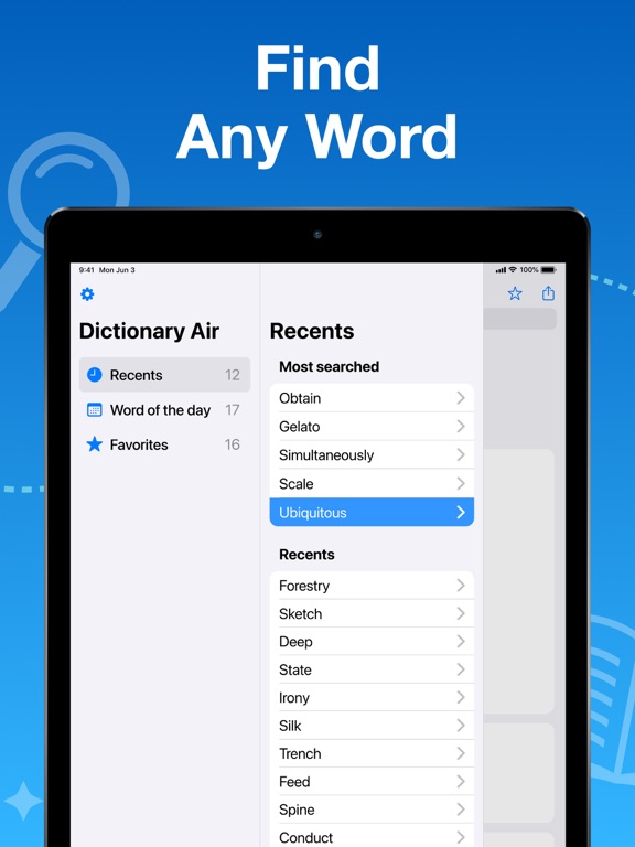 Dictionary Air - English Vocab iPad screenshot 1 - Reference app