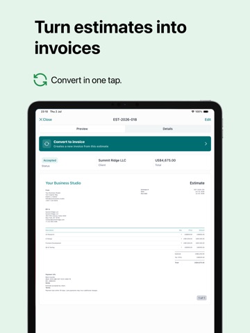 Invoice & Estimate Maker FTW iPad screenshot